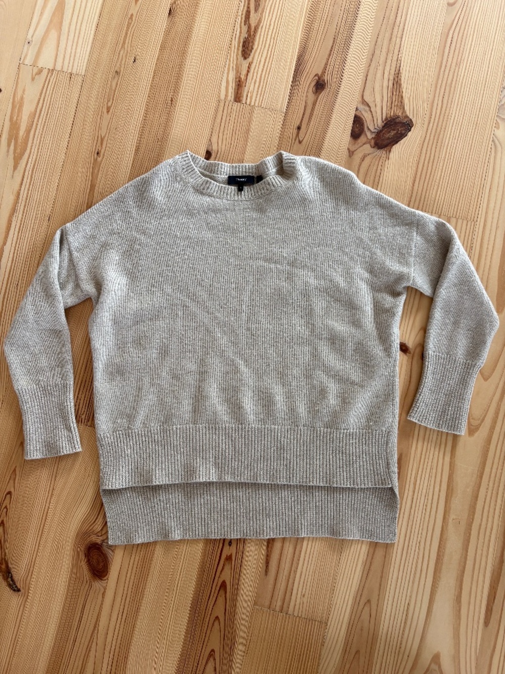 Theory Beige Crewneck Knit Sweater Size Small